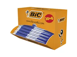Balpen Bic Atlantis classic grip clic medium blauw 30+6 Gratis