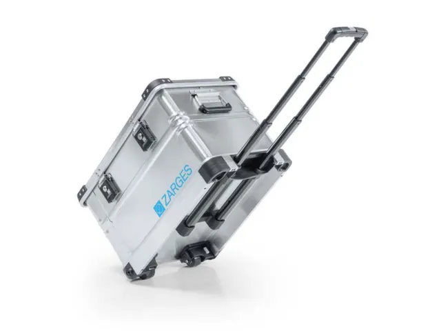 Transportkist Aluminium 60l 385x 600x 400mm 2wielen 3-delige Trekgreep