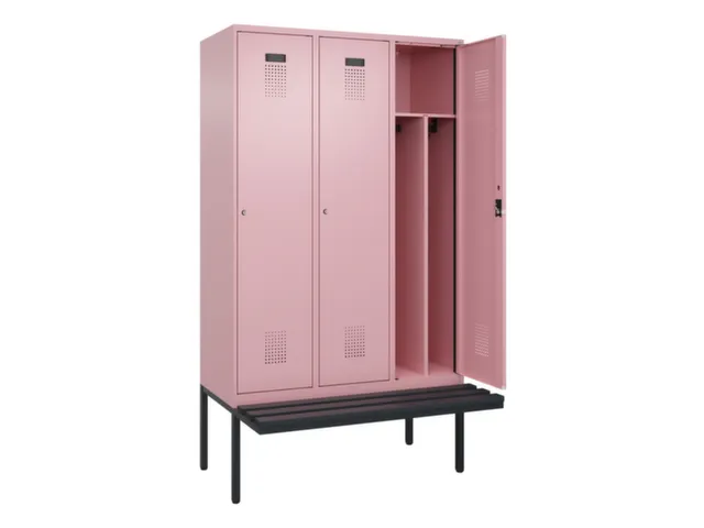 locker met bank,voor scheiding van kleding,HxBxD 2120x1200x815mm,3vak