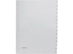 tabbladen, A4 23-gaatsperforatie PP grijs 1-10