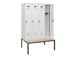 locker met bank,HxBxD 1950x1200x815mm,4vak,vak B 300mm,draaigrendel