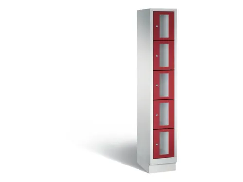 Lockerkast 1800x320x500mm 1x5 vakken Cilinderslot, Sokkel, RAL3003