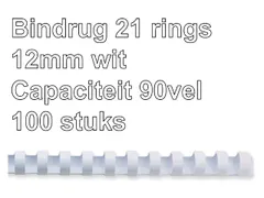 Bindrug Fellowes 12mm 21-rings A4 wit 100stuks