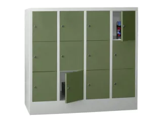 lockerkast,HxBxD 1187x1600x500mm,4x3vakken,RAL7035,front RAL6011 - 2