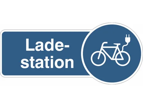 uithangbord,E-bike laadstation,aluminium,blauw/wit,om te verlijmen