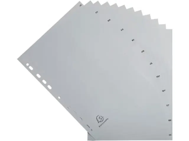 Tabbladen A4 Jan-Dec 12-delig Grijs 11-gaats