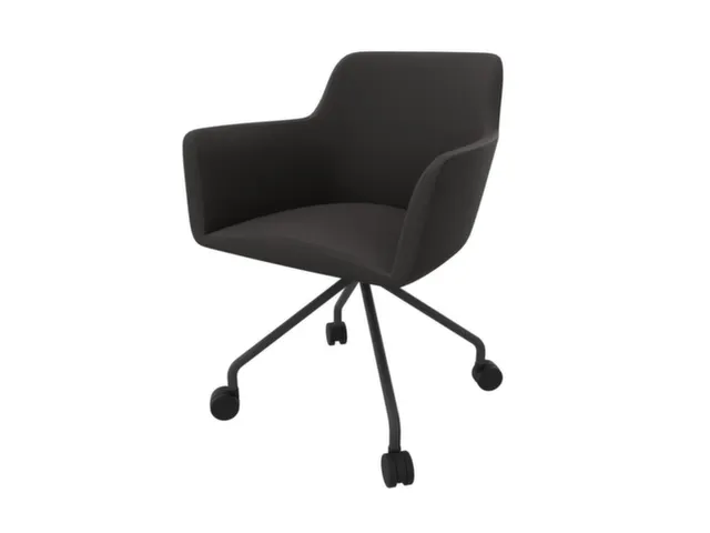 Bezoekersstoel 4-Voet/4Wielen Ronde Buis Donkergrijs Donkerbruin