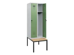 locker met bank,HxBxD 1950x600x815mm,2vak,vak B 300mm,draaigrendel