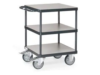 Tafelwagen 2416-7016 500kg 600x600mm 3 etages hout RAL7016 - 1