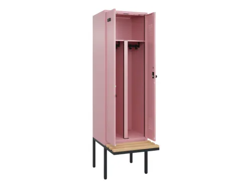 PBM-locker met bank,HxBxD 2120x600x815mm,2vak,vak B 300mm,draaigrendel