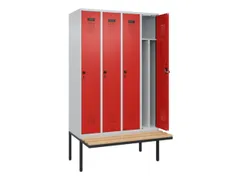 locker met bank,voor scheiding van kleding,HxBxD 2120x1200x815mm,4vak