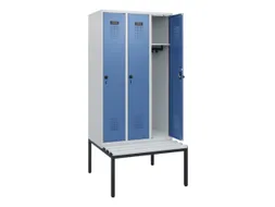 locker met bank,HxBxD 1950x900x815mm,3vak,vak B 300mm,draaigrendel