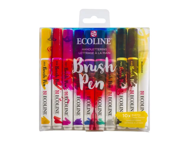 Brushpen Talens Ecoline Handlettering blister à 10 stuks assorti