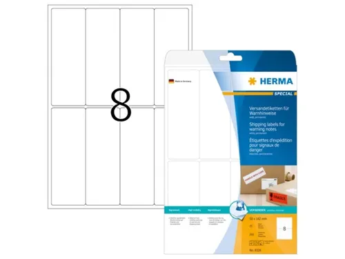 Waarschuwingsetiket 8326 Wit 50x142mm
