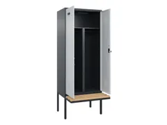 PBM-locker met bank,HxBxD 2120x800x815mm,2vak,vak B 400mm,draaigrendel