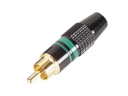 Mannelijke Rca Plug Vergulde Stekker Zwarte Behuizing Groene Ring