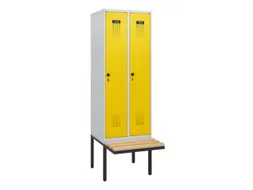 locker met bank,HxBxD 1950x600x815mm,2vak,vak B 300mm,draaigrendel