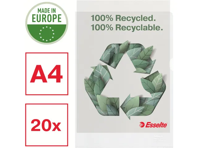 L-map 100 % gerecycleerd transparant 20 stuks