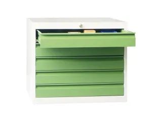 ladekast 600x715x600mm 5laden cilinderslot RAL7035 front RAL6011 - 1