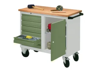 Werkplaatswagen 6 Laden 400kg Staalplaat Ral7035 Front Ral6011 - 2