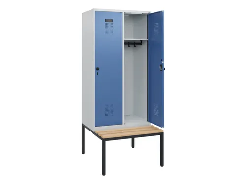 locker met bank,HxBxD 1950x800x815mm,2vak,vak B 400mm,draaigrendel