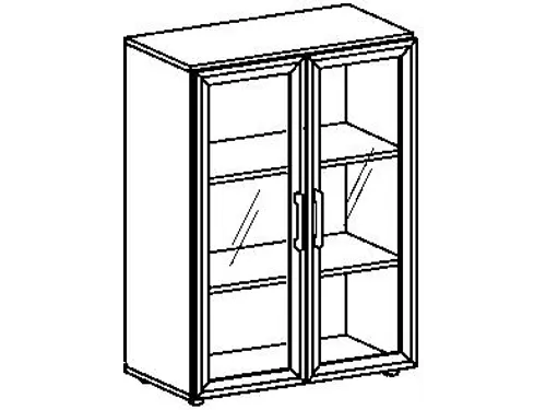 vitrinekast HxBxD 1104x800x420mm 2xhouten vloer 3OH RAL7035