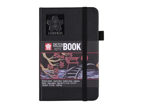 Schetsboek Sakura 80 zwarte vellen 140gr 90x140mm zwart