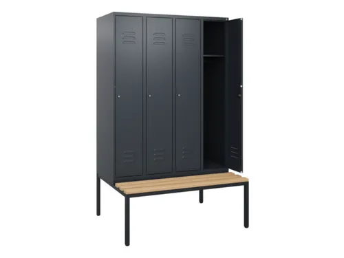 locker met bank,HxBxD 1950x1200x815mm,4vak,vak B 300mm,cil.-slot
