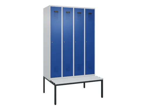 locker met bank,HxBxD 2120x1200x815mm,4vak,vak B 300mm,cilinderslot
