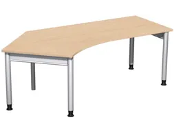 In hoogte verstelbaar hoekbureau,HxBxD 680-820x2166x1130mm,blad beuken