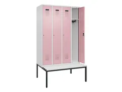 locker met bank,HxBxD 2120x1200x815mm,4vak,vak B 300mm,cilinderslot