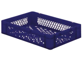 Euronorm-stapelbak 22l 120x600x400mm Wanden/bodem Opengewerkt Blauw - 1