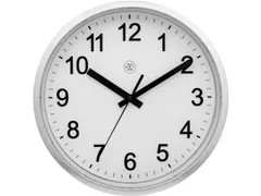 wandklok NXT diam. 25,5 kunststof zilver, witte wijzerplaat