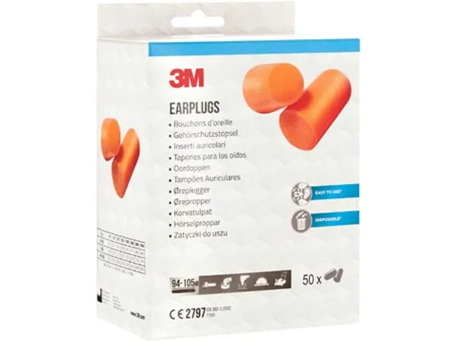3M Wegwerp Oordoppen 1100 105dB Oranje 50 paar hypoallergeen