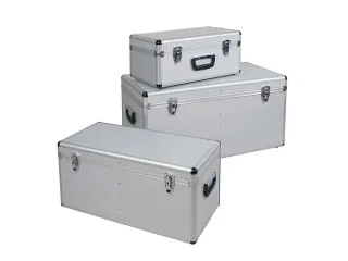 Set aluminium transportboxen,25/65/100l,zilverkleurig - 1