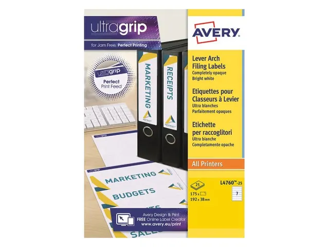 Avery L4760-25 Rugetiket smal 192x38mm zelfklevend wit 175 stuks