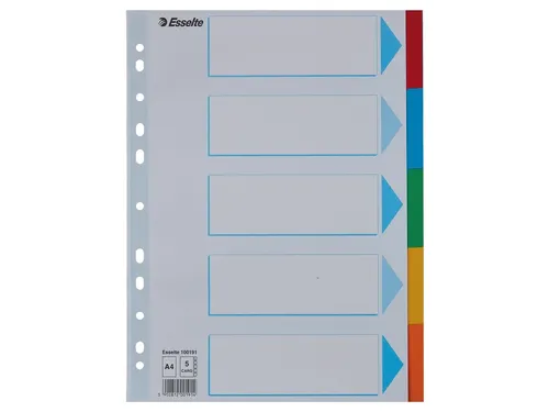Tabbladen Esselte A4 11-Gaats Karton 5-Delig Met Voorblad Assorti