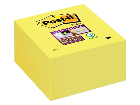 Memoblok 3M Post-it 2028 Super Sticky 76x76mm kubus neon geel