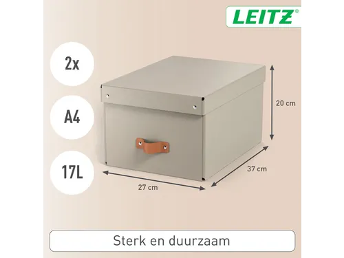 Leitz Puro Opbergdoos met deksel medium 17L set van 2 beige