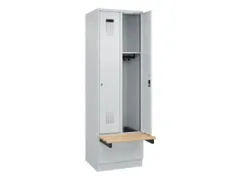 locker met bank,HxBxD 1950x600x815mm,2vak,vak B 300mm,cilinderslot