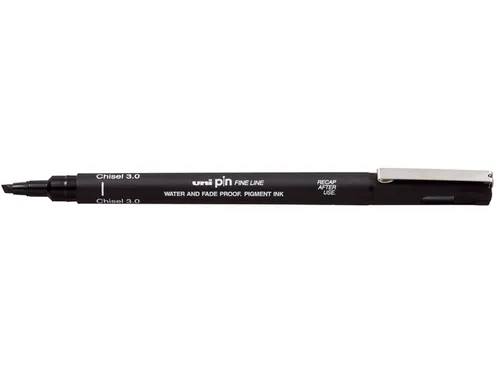 Fineliner Uni-ball Pin beitelpunt 3mm zwart