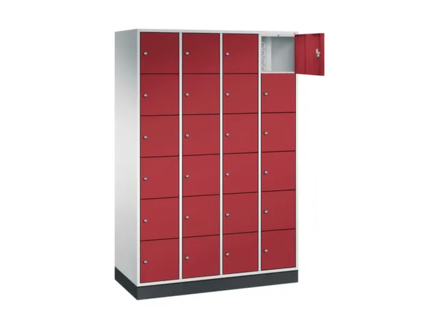 lockerkast,RAL 7035/RAL 3003,HxBxD 1950x1220x500mm,4x6vakken,cil.-slot