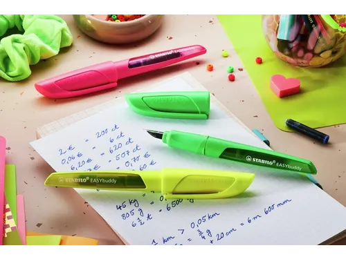 Vulpen STABILO Easybuddy M neon groen blister à 1 stuk