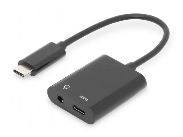 DIGITUS USB Type-C adapter /converter, Type-C naar USB Type-C + 3.5mm