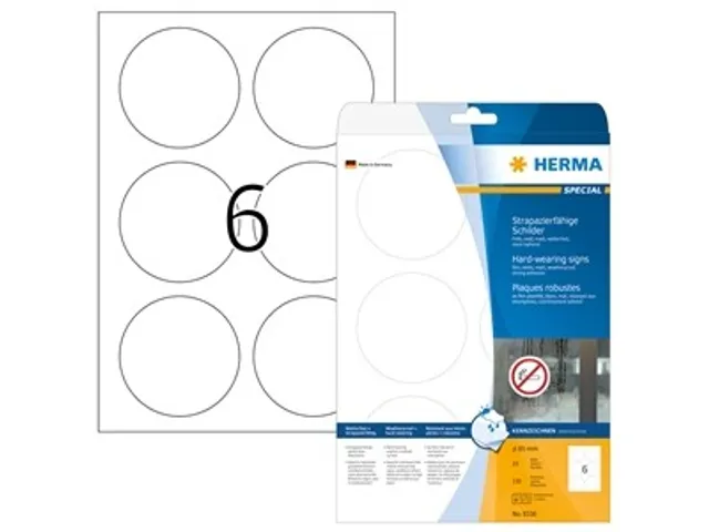 HERMA 8336 Weerbestendige folie-etiketten A4 Rond 85mm Wit 150 stuks