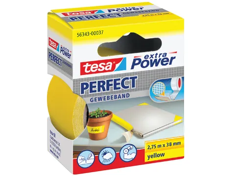 Plakband Tesa textiel 38mmx2.75m geel