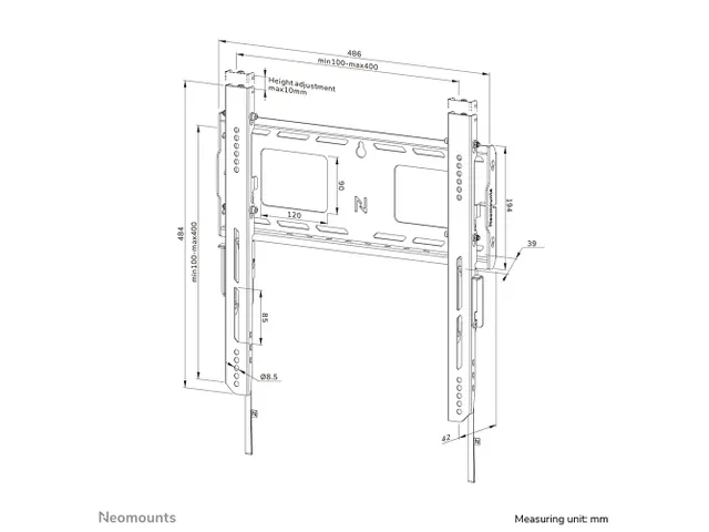 Neomounts LEVEL-750 WL30-750BL14 Support mural fixe robuste pour écra