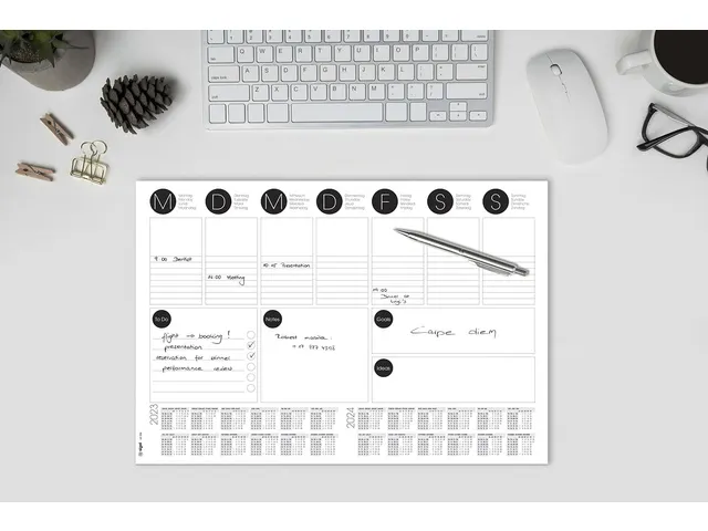 bureau onderlegger Sigel 42x29,7cm week planner kalender zwart