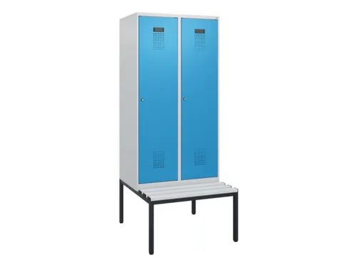 locker met bank,HxBxD 1950x800x815mm,2vak,vak B 400mm,cilinderslot