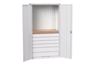Systeemkast 2000x1050x550mm 1xlegbord 6laden RAL7035 - 1